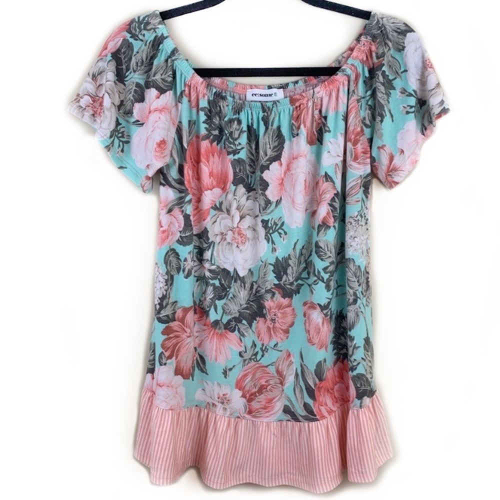ee:some floral smocked off the shoulder flowy top
